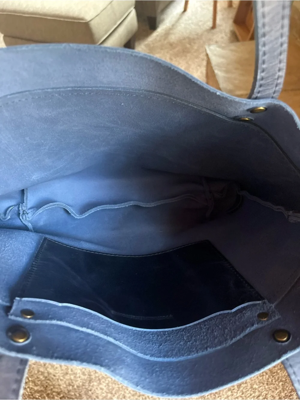 Portland Leather Cowboy Blue Medium  Leather Tote